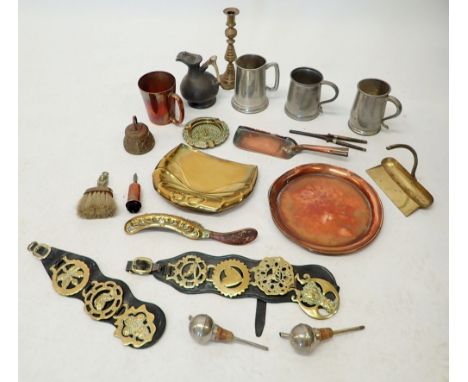 A group of copper and other metalware 