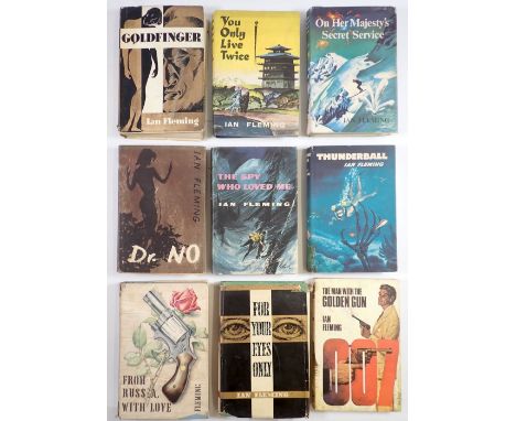 A set of nine Book Club first edition James Bond titles by Ian Flemming with dust jackets 