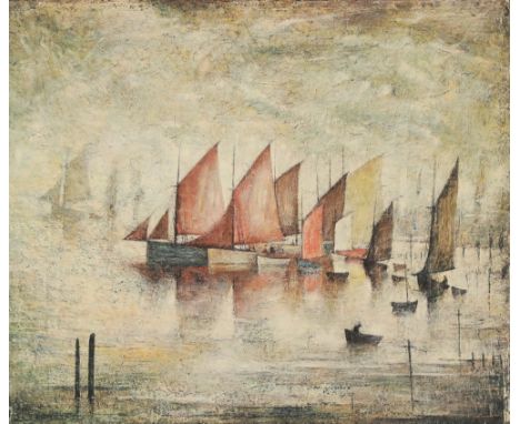 Laurence Stephen Lowry R.A. (British1887-1976) 'Sailing Boats' Framed offset lithograph in colours,1972. ARR Published by Ven