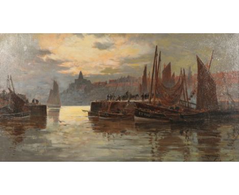 R Wellesley Webster (British Active 1887-1903) 'The Fishing Nets At Anstruther' Gilt framed oil on canvas signed and dated 19