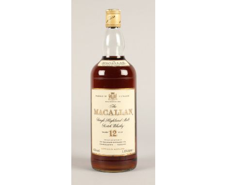 Macallan single highland malt 12 year old scotch whisky,43% 1.123 litres