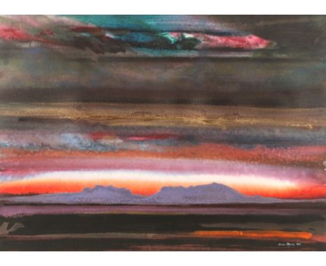 James Spence R.S.W.(1929-2016) The Last Light Towards Sky Framed Mixed Media, signed lower right dated 1991 Label verso The A