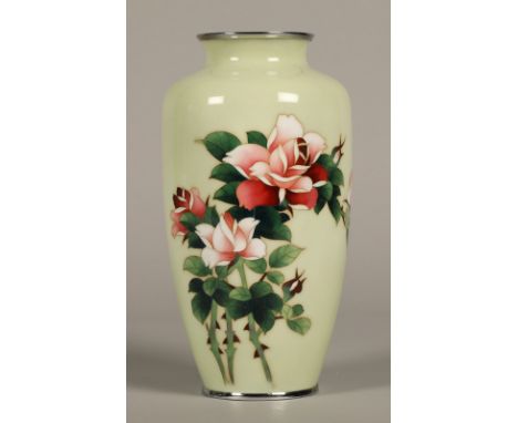 Japanese early 20th century cloisonné enamel vase with the seal mark of Ando, 22cm high.