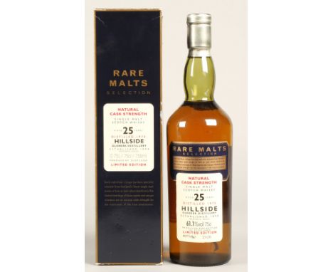 Rare Malts Selection Hillside 25 years old natural cask strength single malt scotch whisky, Distilled 1970 in Glenesk Distill