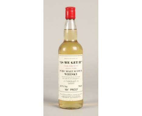 "AS WE GET IT" cask strength 8 years old pure malt scotch whisky, Matured and bottled directly from original casks under the 