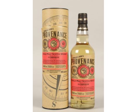 Douglas Laing's Provenance Speyside Region single cask 10 years old single malt scotch whisky, Distilled at Glenburgie Distil