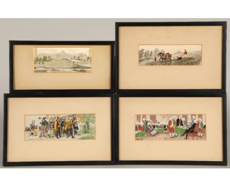 Four Stevengraph woven silk pictures, Declaration of Independence, Landing of Columbus, Ploughin the field, Crystal Palace (4