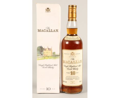 Macallan 10 year old single highland malt scotch whisky, 40% vol 70cl, with cardboard carton.