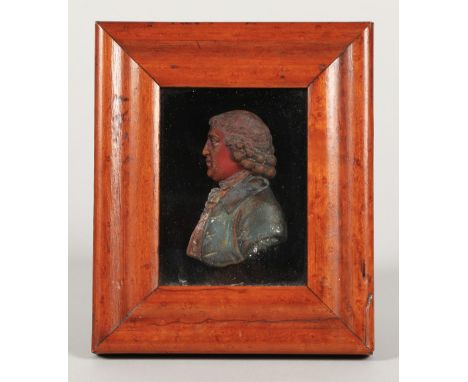 18th Century framed wax miniature portrait of Button Gwinnett signatory to American Declaration of Independence, inscribed ve