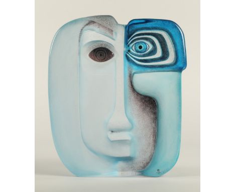 Mats Jonasson crystal Masquerade mask sculpture, signed to the base 43/49, ref no 65812.Condition Report: There are some very