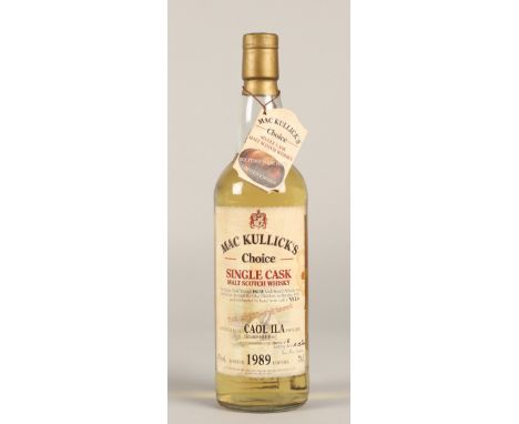 MAC KULLICK'S choice-Caol Ila 1989 Limited Edition single cask malt scotch whisky, Bottle number 8 from cask number 3324, 70c