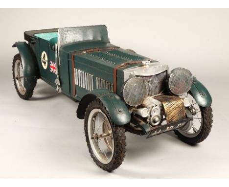 Hand crafted toy car based on a 1920's Bentley Blower, 125cm long.Condition Report: There is some light rust throughout