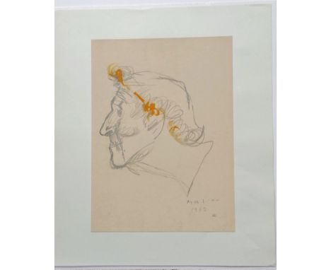 Marino Marini (1901-1980), serigraph, Portrait of Chagall, 1968 edition published by Carl Schunemann Bremen, 28 x 38 cm, moun