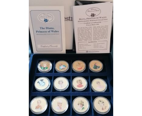 A cased Westminster Diana Photographic 12-Coin Collection with CoA; a part-set of The Legendary Aircraft Collection, 8-coins 