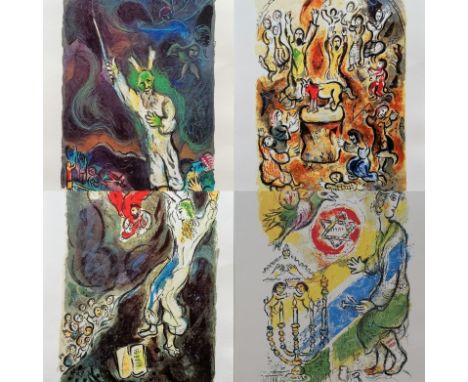 After Marc Chagall, four grano-lithographs from his Exodus series on Arches paper, printed in 1984 by SPADEM, 1984, each 59 x