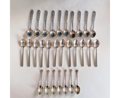 A set of 10 silver coffee or mocha spoon with pierced decoration by Ceson, Gothenburg; another set of 12 Swedish coffee spoon