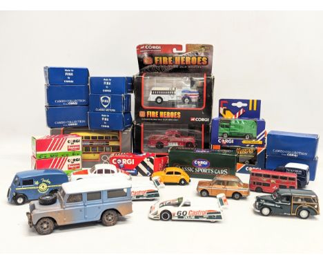 A collection of model cars and trucks by Corgi, including The Showcase Collection 'Fire Heroes,' Cameo Collection, The Origin