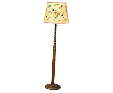 A vintage Barley Twist oak standard lamp. 176cm 