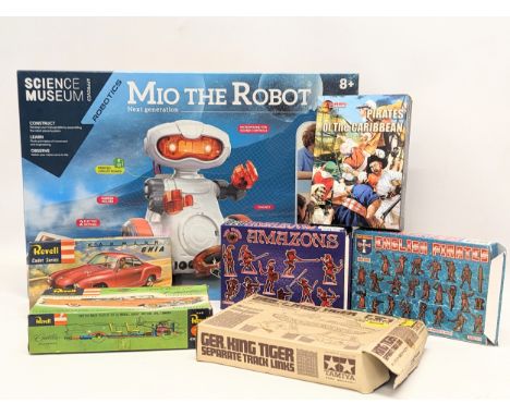 A collection of models including 2 Revell models, with an unopened Mio The Robot. 