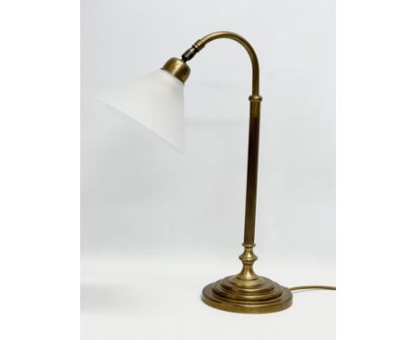 A large brass swan neck table lamp from Laura Ashley. 36x48.5cm 