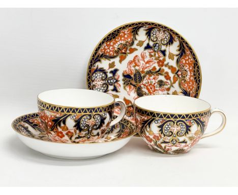 A pair of late 19th century Royal Crown Derby Imari tea cups and saucers. Circa 1880-1900. 