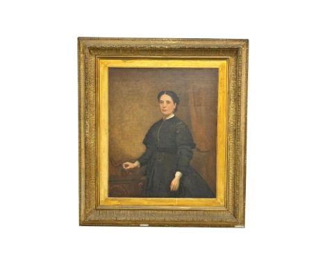 A large 19th century oil portrait on canvas by James Butler Brenan RHA (1825-1889)in original heavy gilt frame. 63x75cm. Fram