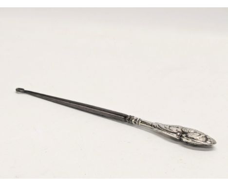 A silver handled button hook by Henry Matthews. Birmingham. 