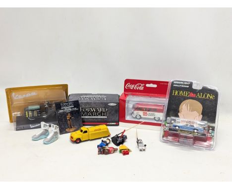 A collection of model cars including Corgi, and Star Wars Darth Vader Lego, etc 