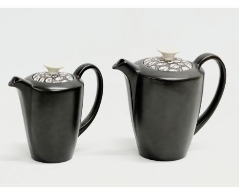 2 Poole Pottery ‘Black Pebbles’ teapots, designed by Robert Jefferson 