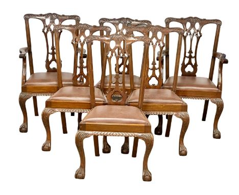 A set of 6 good quality late 19th century Chippendale Revival mahogany dining chairs on Ball &amp; Claw feet. Seats upholster