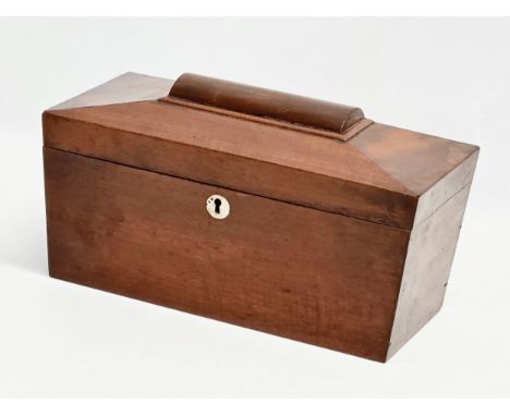A Regency mahogany sarcophagus tea caddy. Circa 1810. 30x15x16cm 