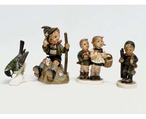4 West German M.J. Hummel Goebel pottery figurines. Goebel ‘Mountaineer’ 13cm 