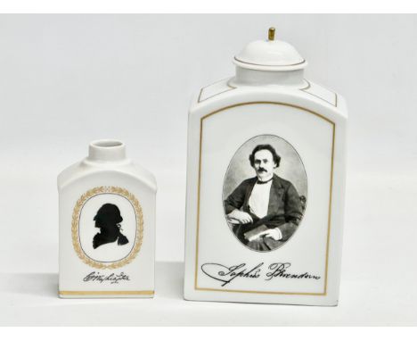 A Danish ‘Sophus Berendsen’ porcelain tea caddy by Bing &amp; Grondahl, with an other Danish porcelain tea caddy by Royal Cop