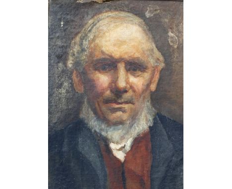 Late 19th century British, portrait of a man, oil on canvas later mounted to board, unsigned, 40cm x 28cm, framedCONDITION RE