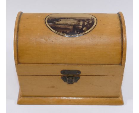 A collection of six boxes comprised of a Mauchline ware souvenir miniature stationery chest from Inverness, a Victorian paint