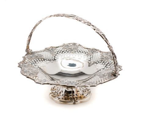 A VICTORIAN SILVER BASKET, HENRY WILKINSON &amp; CO., SHEFFIELD, 1845  shaped circular, the everted rim diaperwork pierced an