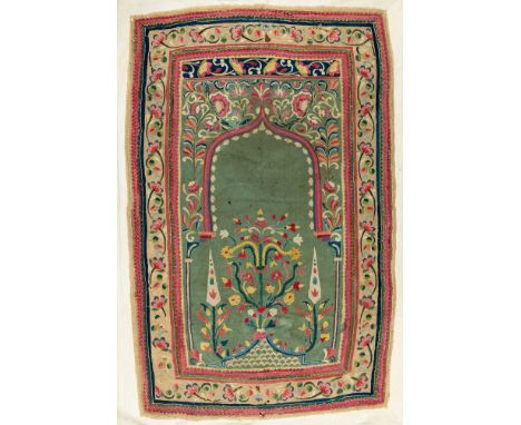 AN APPLIQUE FELT MIHRAB HANGING, BANYA LUKA, OTTOMAN BALKANS, FIRST HALF 19TH CENTURY  of rectangular form, the design compri