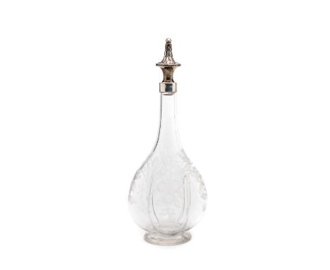 AN VICTORIAN SILVER-MOUNTED DECANTER AND STOPPER, JOHN ROUND &amp; SON LTD., SHEFFIELD, 1894  with plain silver neck mount, t