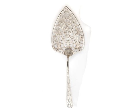 A GEORGE III SILVER FISH SLICE (OR SERVING TROWEL), THOMAS DANIELL, LONDON, 1775  Feather Edge pattern, with scroll foliate p