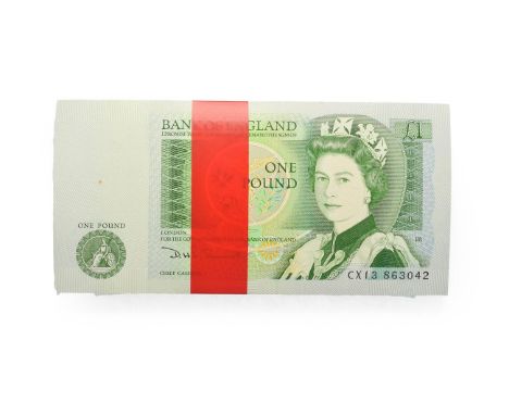 Great Britain, 100 x 1981 - 1984 One Pounds, D. H. F. Somerset signature, ascending serial numbers: CX13 863042 - CX13 683141