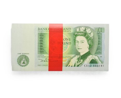 Great Britain, 100 x 1981 - 1984 One Pounds, D. H. F. Somerset signature, ascending serial numbers: CX12 863141 - CX12 863240