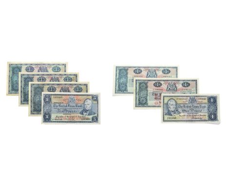 Scotland, A Collection of 7 x British Linen Bank Bank Notes consisting of: 1968 five pounds, S/N: K/12 859880, dted 22nd Marc