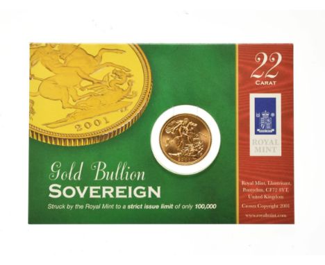 Elizabeth II, 2001 Sovereign. Obv: Fourth portrait of Elizabeth II right, IRB below truncation for engraver Ian Rank-Broadley