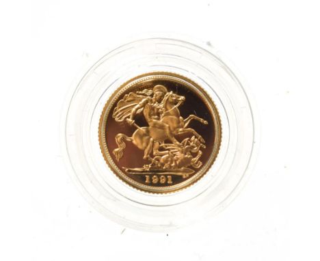 Elizabeth II, 1991 Proof Half-Sovereign. Obv: Third portrait of Elizabeth II right, RDM on truncation for engraver Raphael Ma