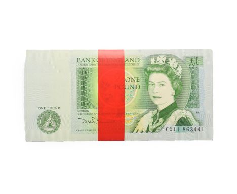 Great Britain, 100 x 1981 - 1984 One Pounds, D. H. F. Somerset signature, ascending serial numbers: CX11 863441 - CX11 863500