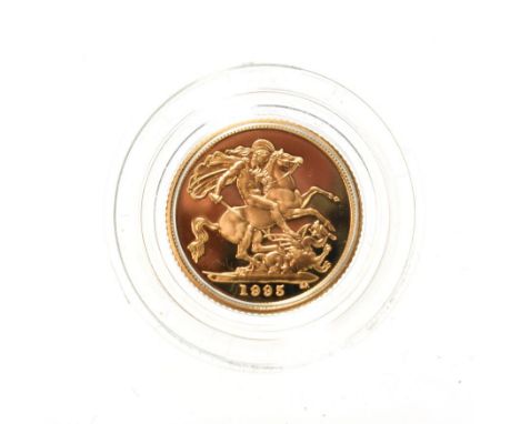 Elizabeth II, 1995 Proof Half-Sovereign. Obv: Third portrait of Elizabeth II right, RDM on truncation for engraver Raphael Ma