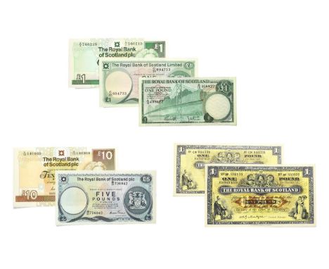 Scotland, 7 x Royal Bank of Scotland Bank Notes consisting of: 1987 ten pounds, serial number: A/10 140969, dated 25th May 19