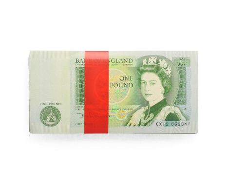 Great Britain, 100 x 1981 - 1984 One Pounds, D. H. F. Somerset signature, ascending serial numbers: CX12 863341 - CX12 863398
