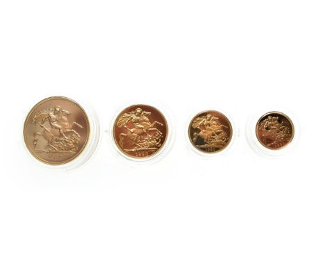 Elizabeth II, 1980 Gold Proof 4-Coin Set. Comprised of 2007 half-sovereign, sovereign, two pounds and five pounds, each has a