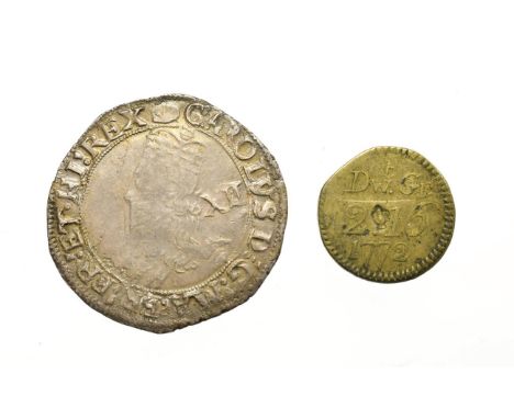 Charles I, 1636 - 1638 Shilling. 5.91g, 31.5mm, 12h. Tower Mint under king, mintmark tun. Obv:  Large portrait of Charles I l